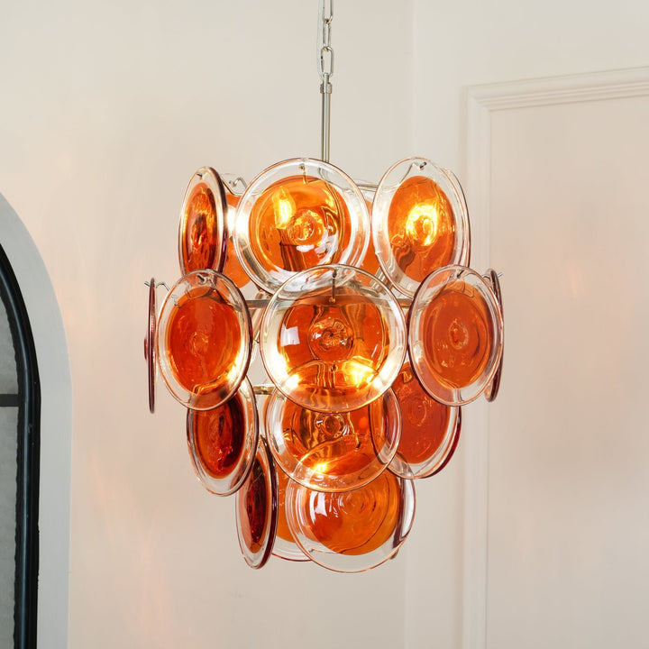 Murano Orange Disk Glass Chandelier - Vakkerlight