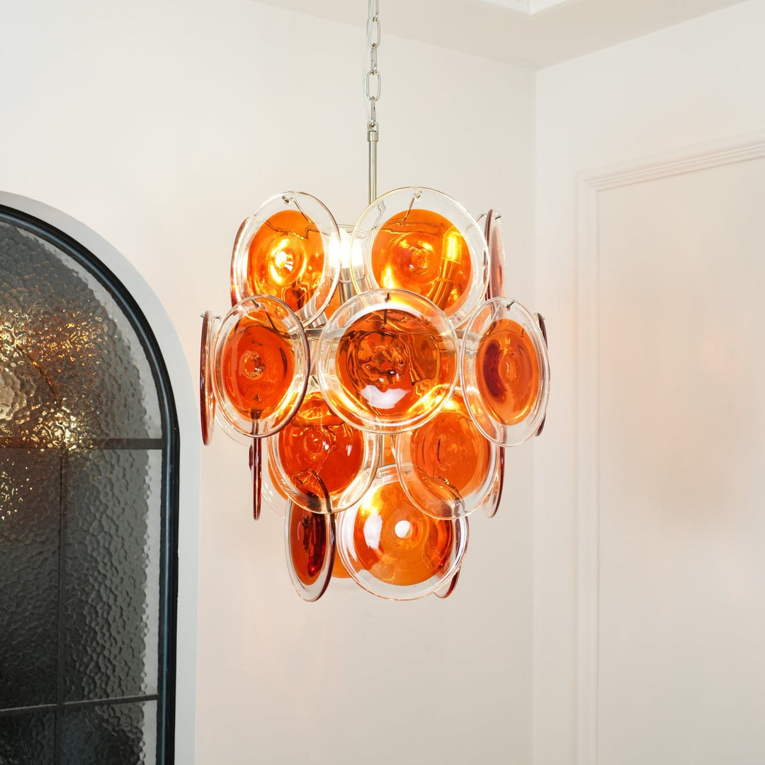 Murano Orange Disk Glass Chandelier - Vakkerlight