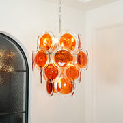 Murano Orange Disk Glass Chandelier