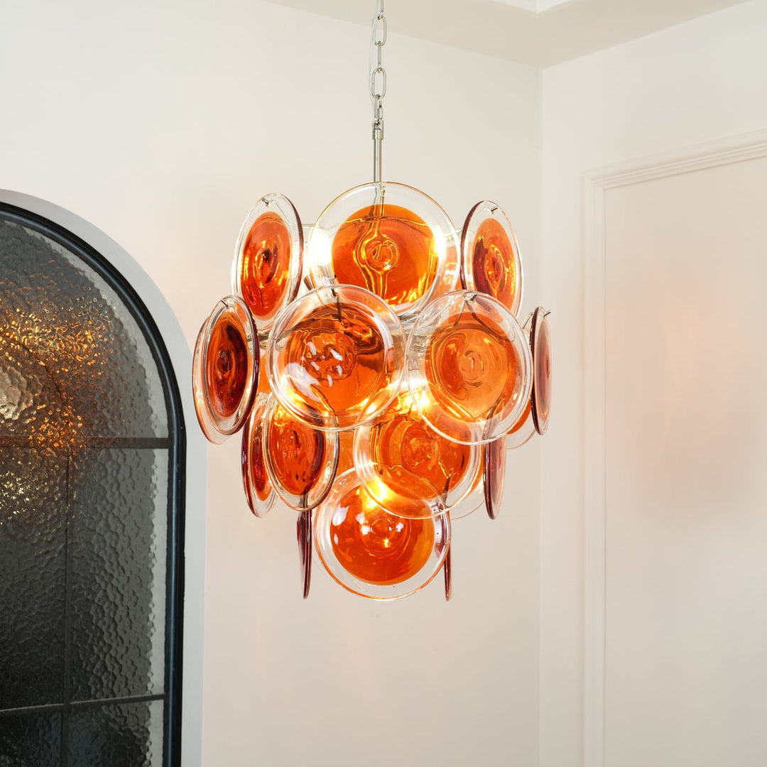 Murano Orange Disk Glass Chandelier - Vakkerlight