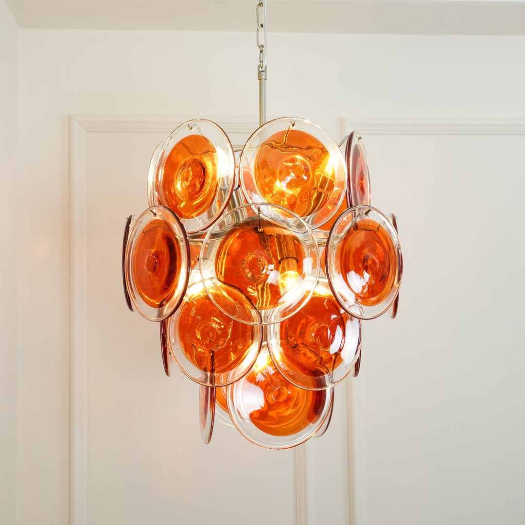 Murano Orange Disk Glass Chandelier - Vakkerlight