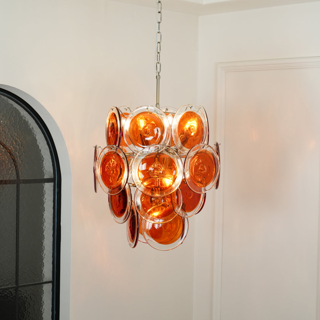 Murano Orange Disk Glass Chandelier - Vakkerlight