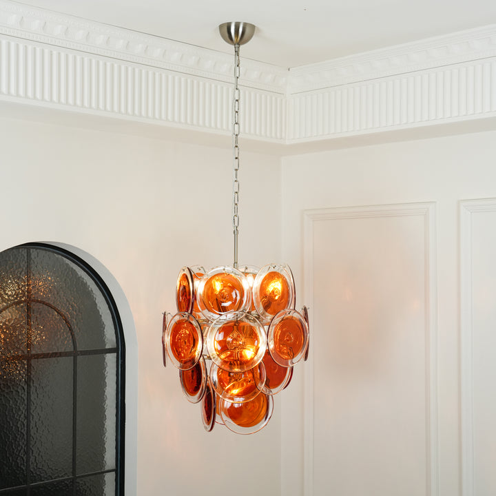 Murano Orange Disk Glass Chandelier - Vakkerlight