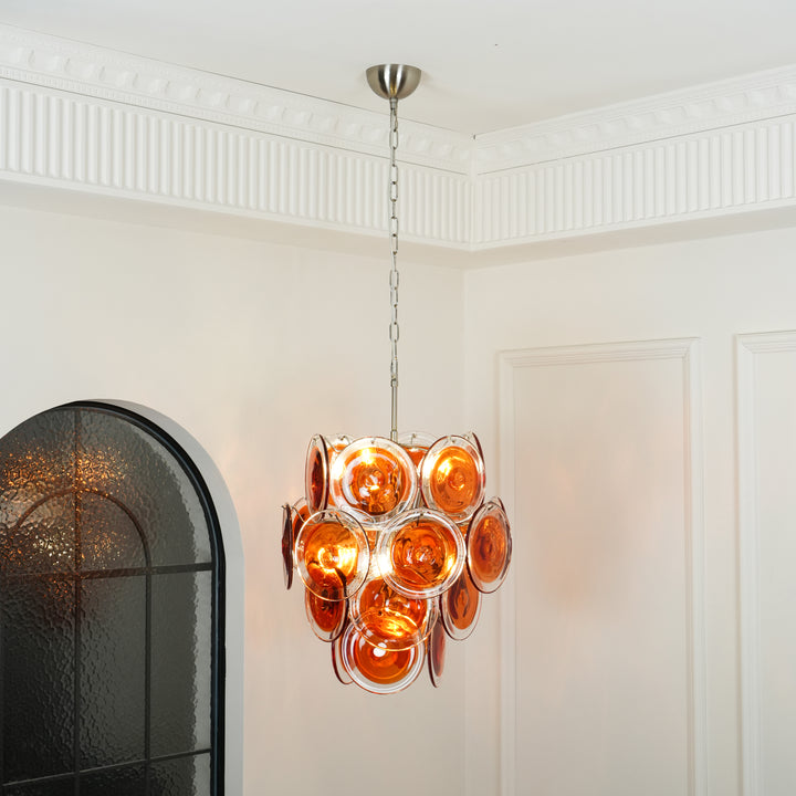 Murano Orange Disk Glass Chandelier - Vakkerlight