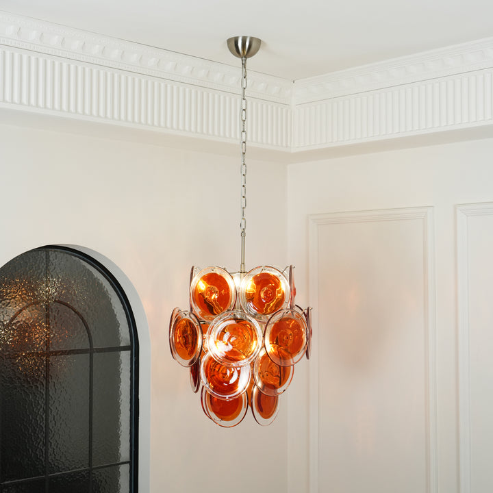 Murano Orange Disk Glass Chandelier - Vakkerlight