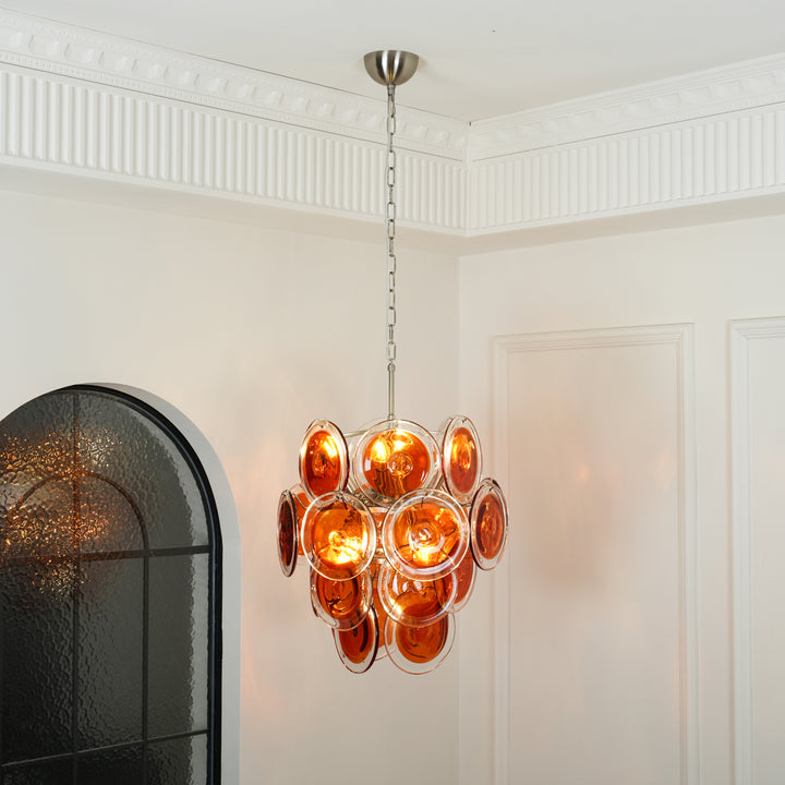 Murano Orange Disk Glass Chandelier - Vakkerlight