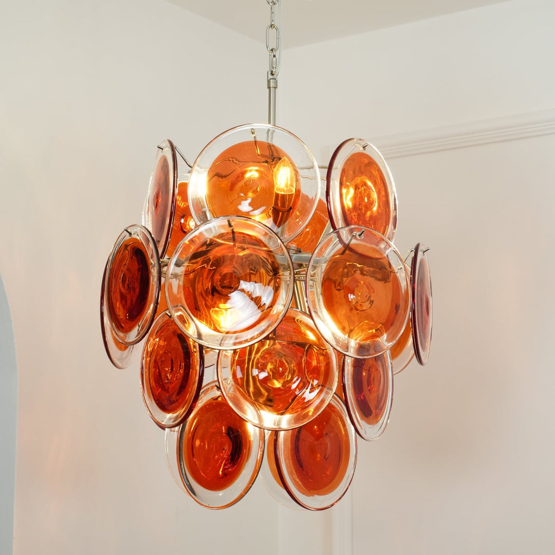 Murano Orange Disk Glass Chandelier - Vakkerlight