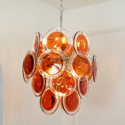 Murano Orange Disk Glass Chandelier