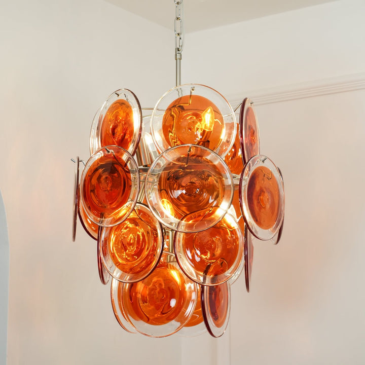 Murano Orange Disk Glass Chandelier - Vakkerlight