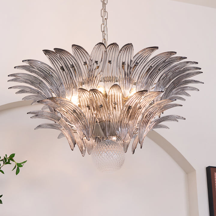 Murano Palmette Transparent Chandelier