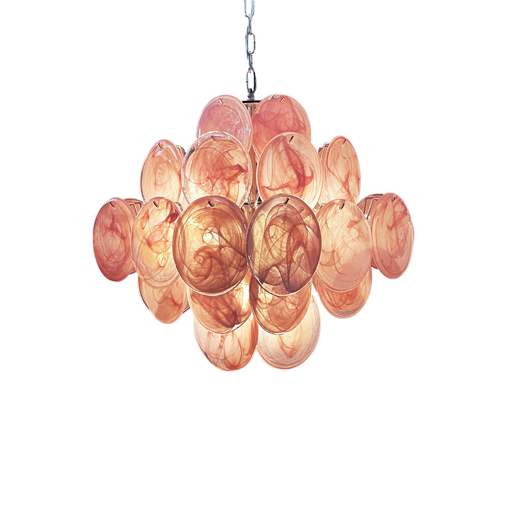 Murano Pink Disks Chandelier