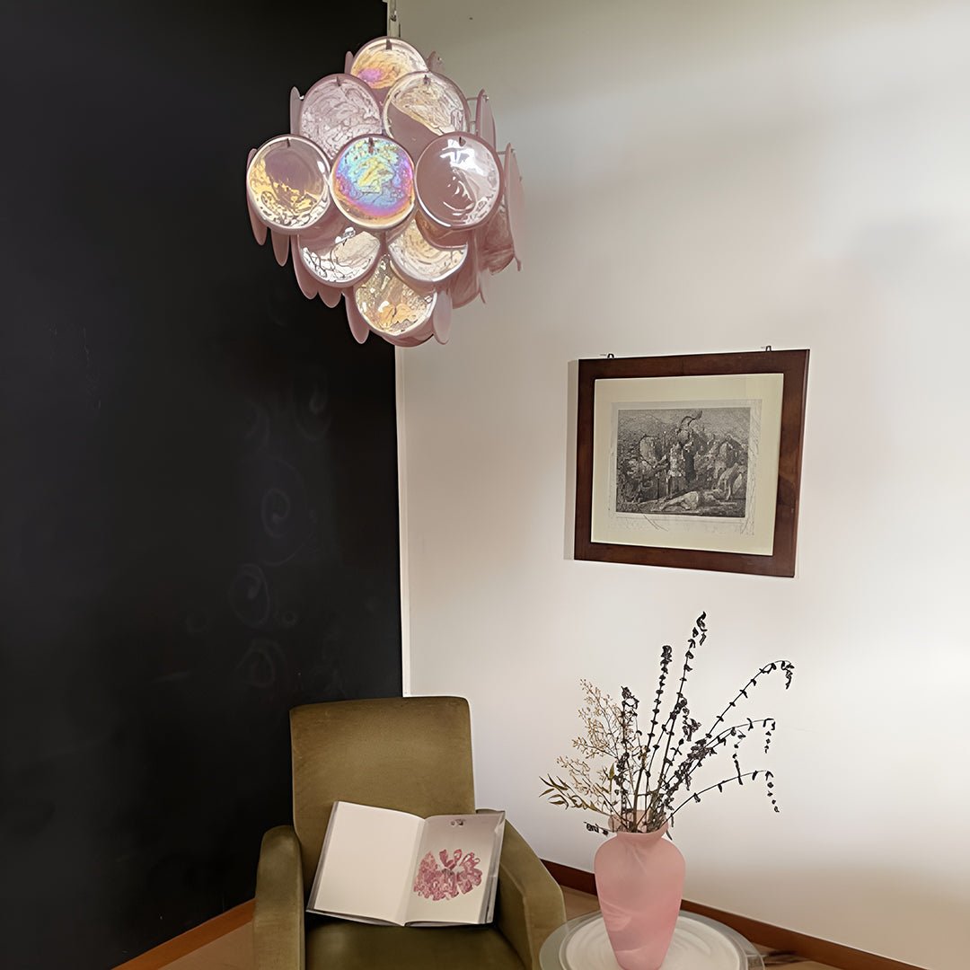 Murano Pink Disks Chandelier - Vakkerlight