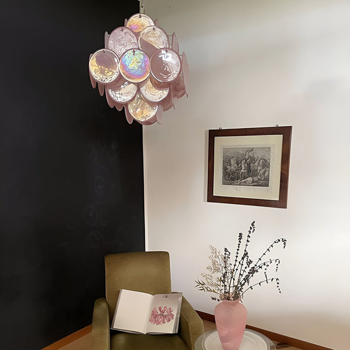 Murano Pink Disks Chandelier - Vakkerlight