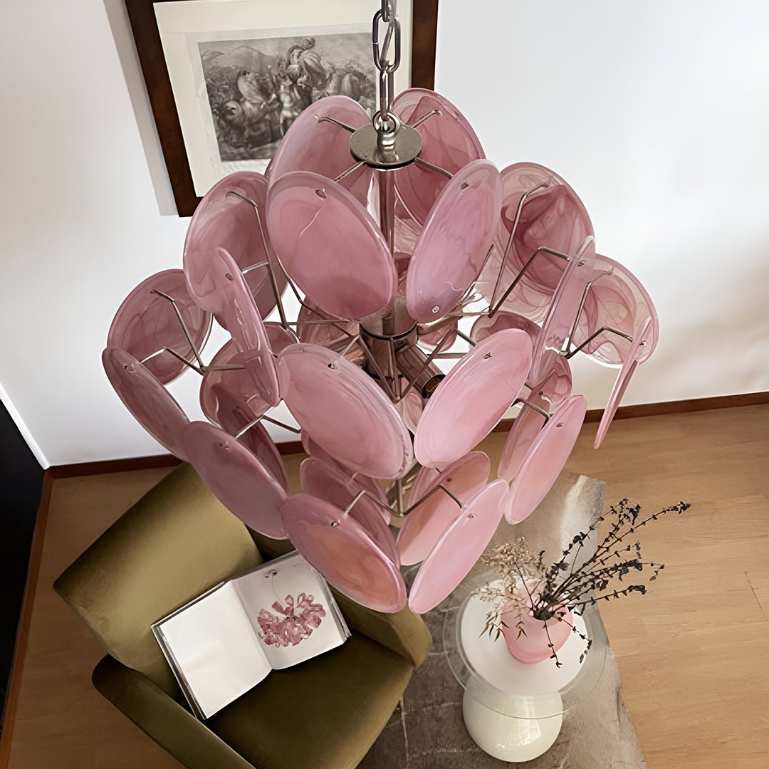 Murano Pink Disks Chandelier - Vakkerlight