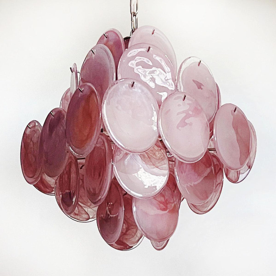 Murano Pink Disks Chandelier