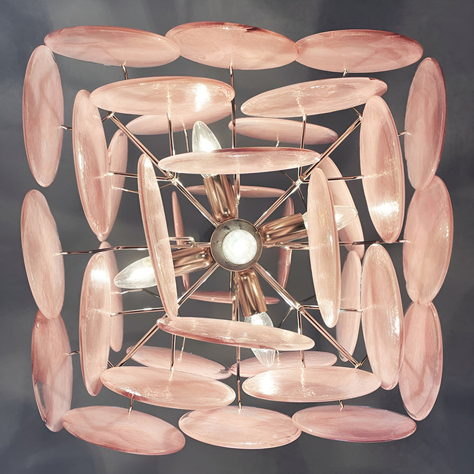 Murano Pink Disks Chandelier