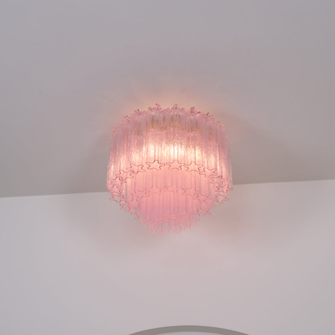 Murano Pink Glass Ceiling Light