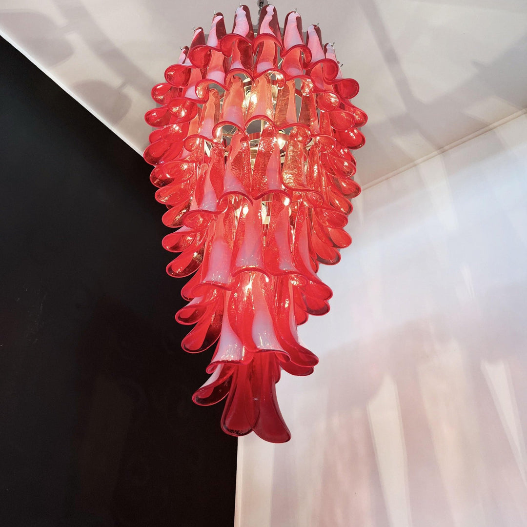 Murano Red Petals Spiral Chandelier - Vakkerlight