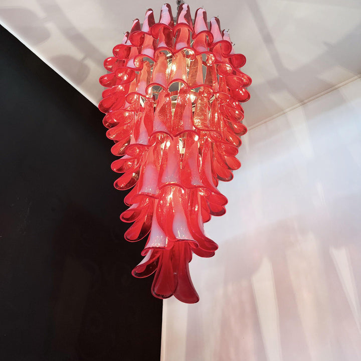 Murano Red Petals Spiral Chandelier