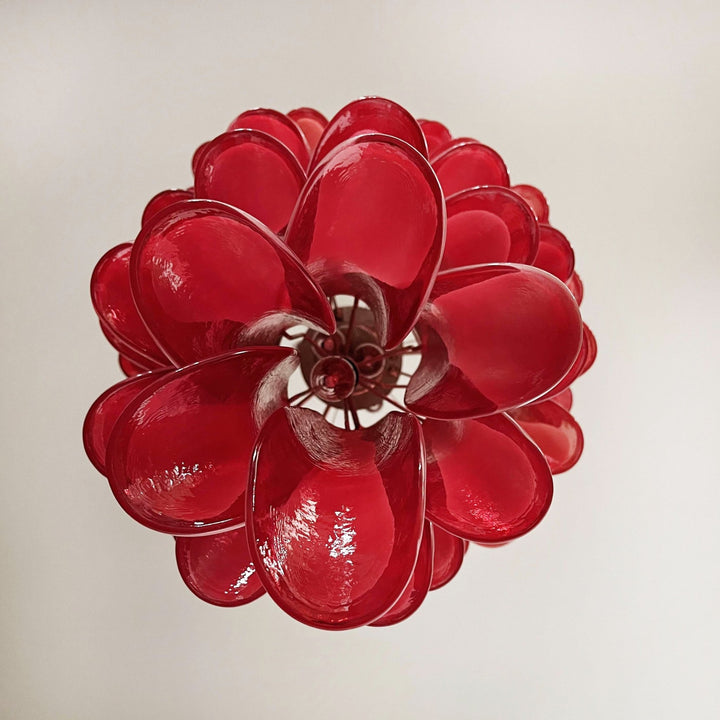 Murano Red Petals Spiral Chandelier - Vakkerlight