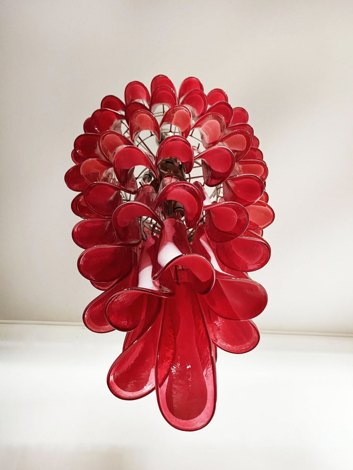 Murano Red Petals Spiral Chandelier - Vakkerlight