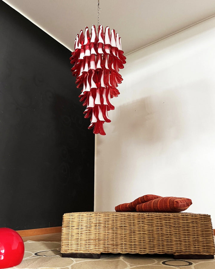 Murano Red Petals Spiral Chandelier - Vakkerlight