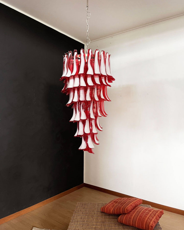 Murano Red Petals Spiral Chandelier - Vakkerlight