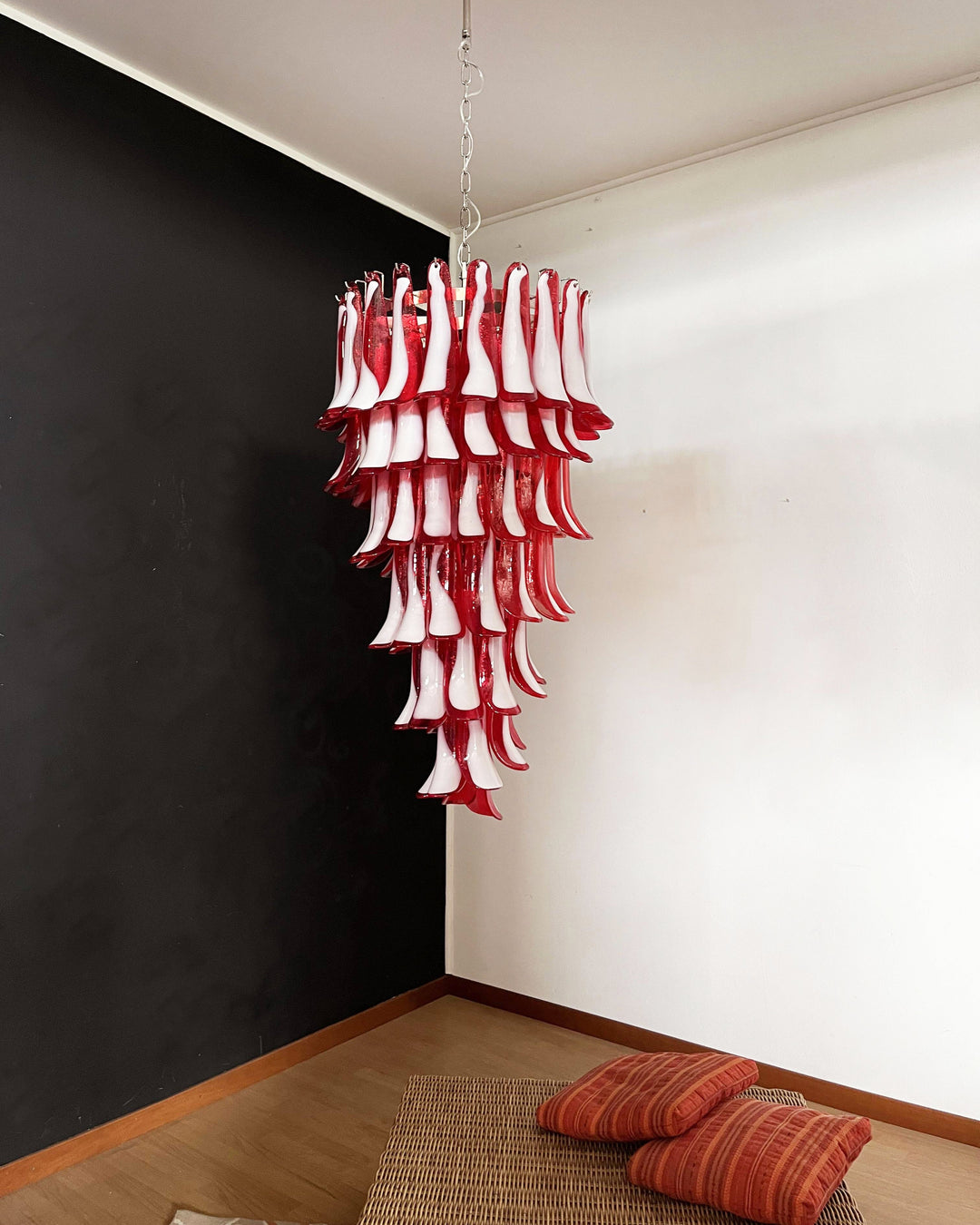 Murano Red Petals Spiral Chandelier