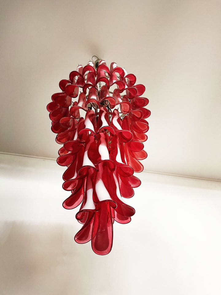 Murano Red Petals Spiral Chandelier - Vakkerlight