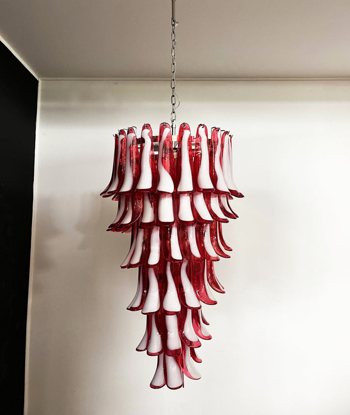 Murano Red Petals Spiral Chandelier