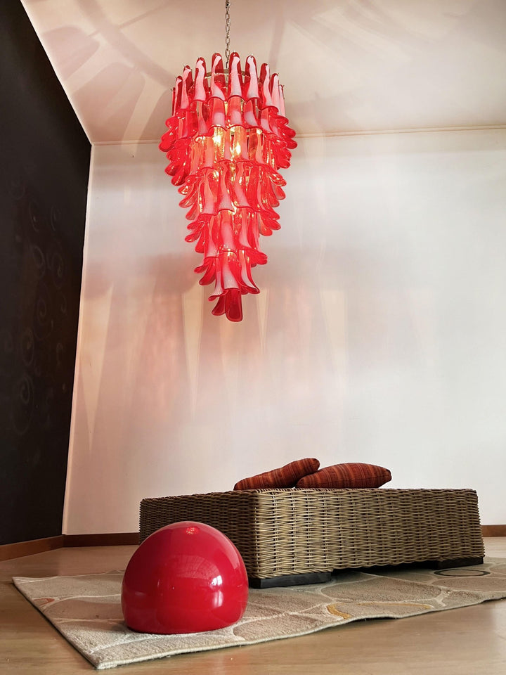 Murano Red Petals Spiral Chandelier - Vakkerlight