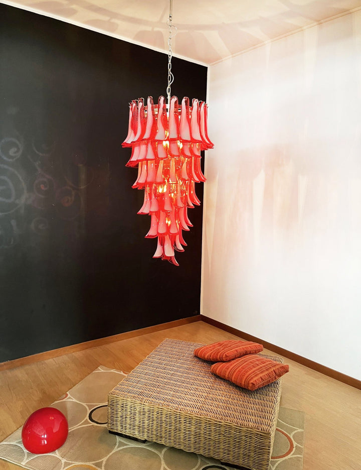 Murano Red Petals Spiral Chandelier - Vakkerlight