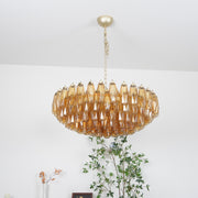 Murano Rhombus Amber Glass Chandelier