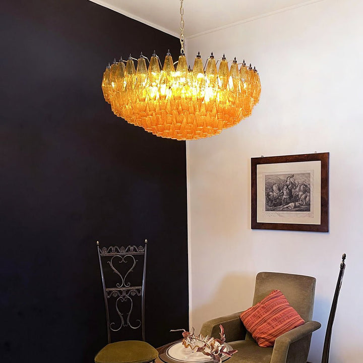 Murano Rhombus Amber Glass Chandelier - Vakkerlight