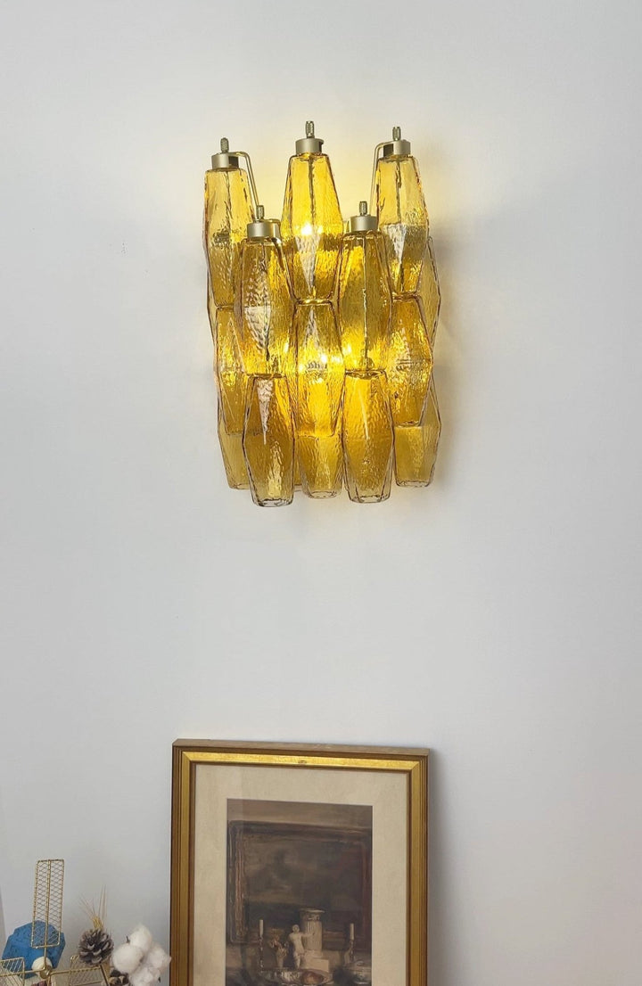 Murano Rhombus Amber Glass Wall Lamp - Vakkerlight