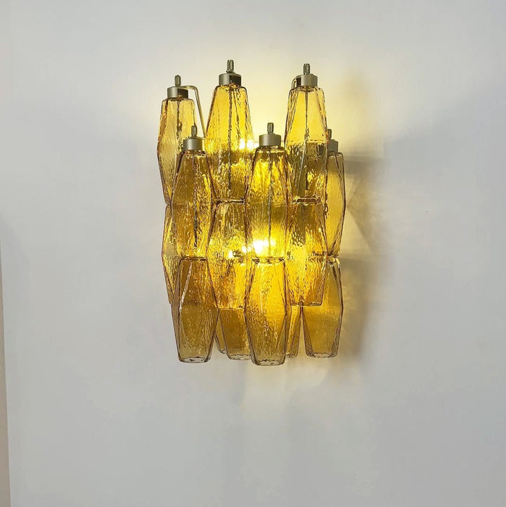Murano Rhombus Amber Glass Wall Lamp - Vakkerlight