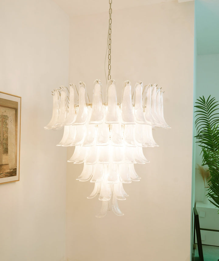 Murano White Glass Petals Chandelier - Vakkerlight