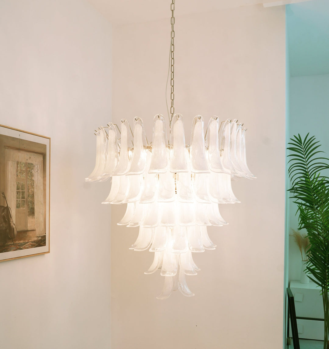 Murano White Glass Petals Chandelier - Vakkerlight