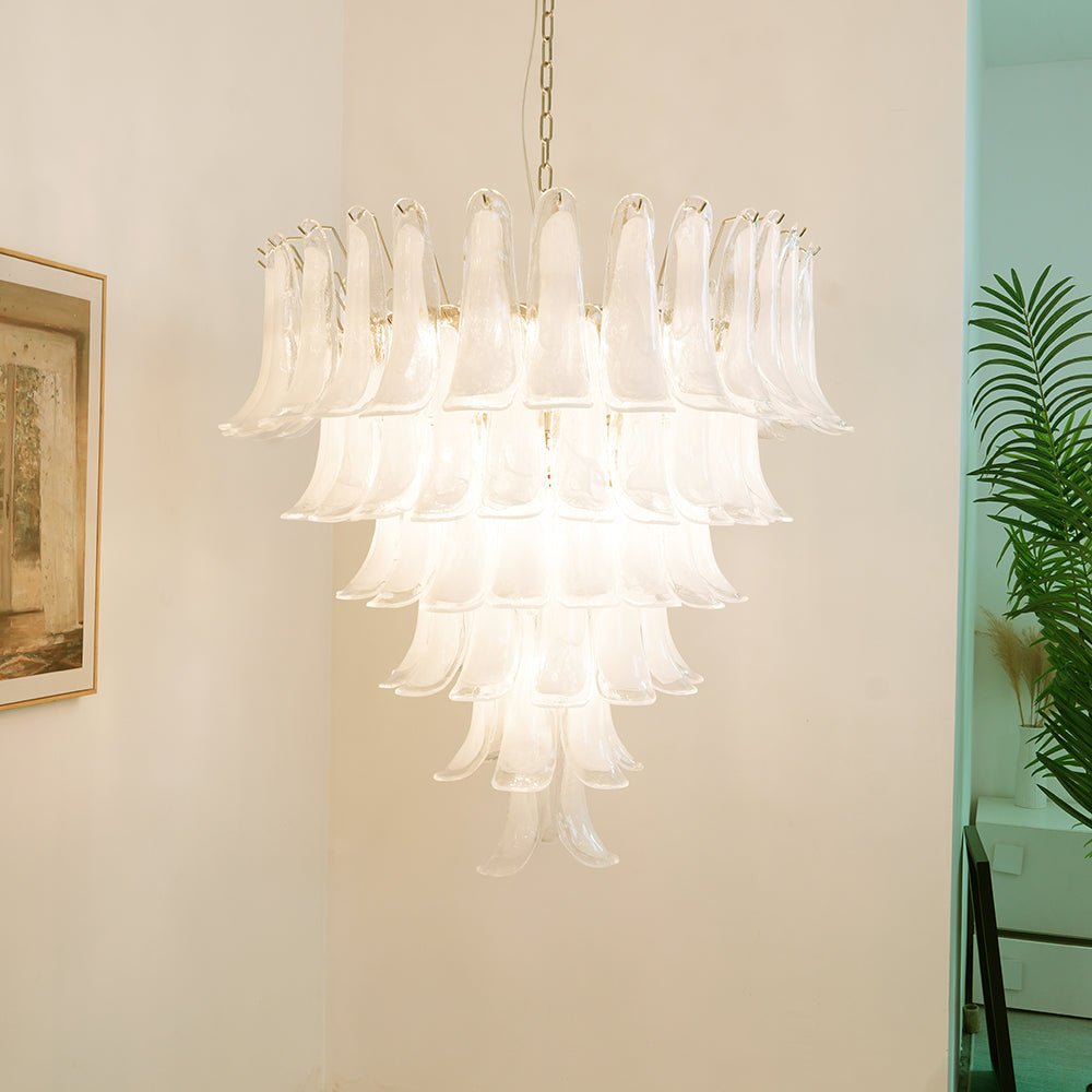 Murano White Glass Petals Chandelier - Vakkerlight