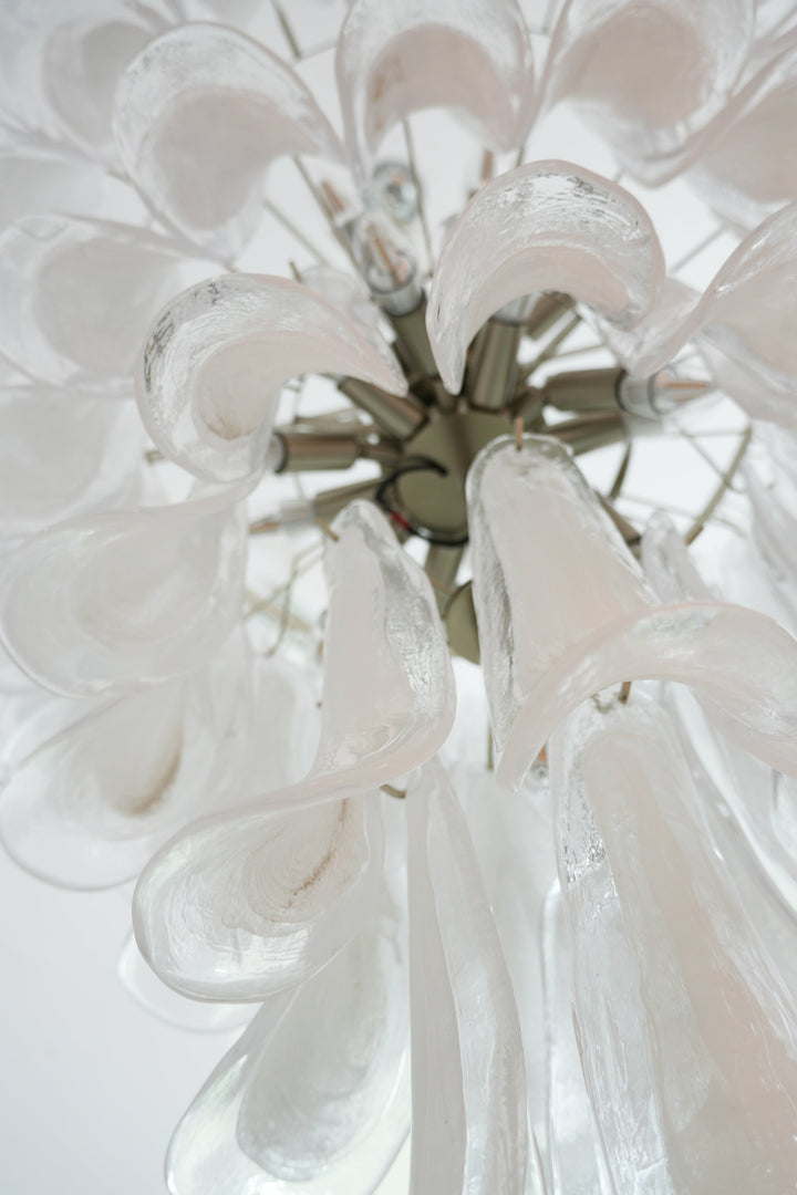 Murano White Glass Petals Chandelier