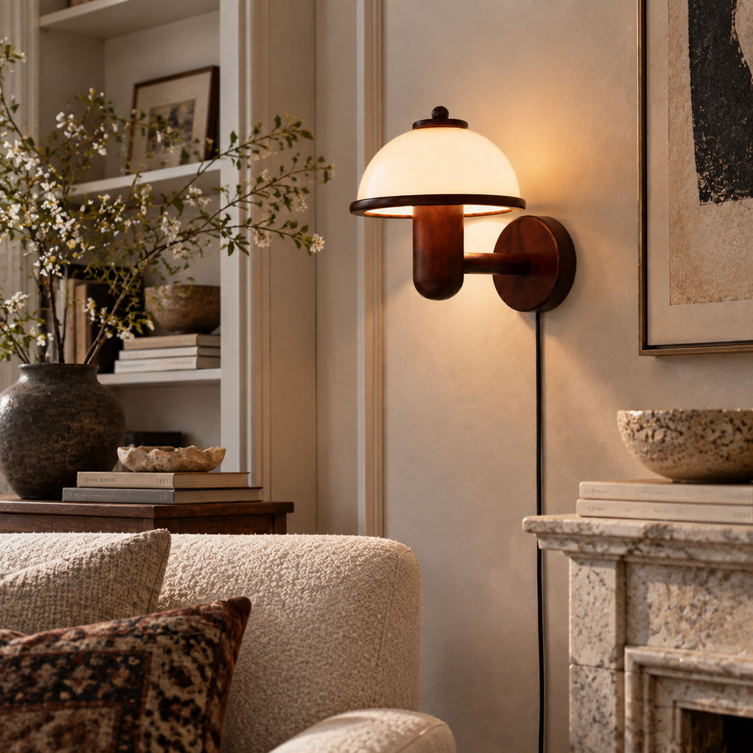 Mushroom Wood Wall Lamp