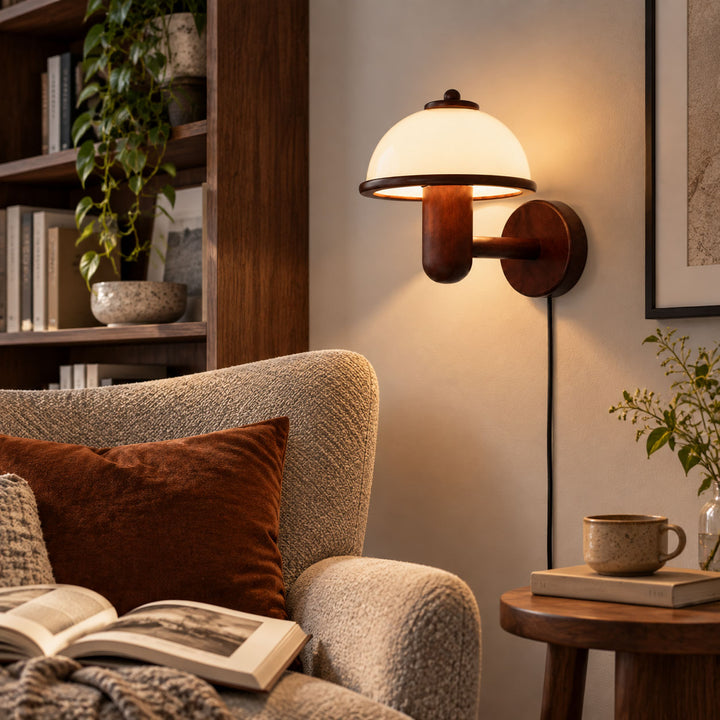 Mushroom Wood Wall Lamp