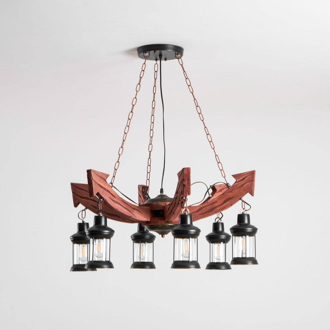 Nautical Industrial Style Wooden Chandelier