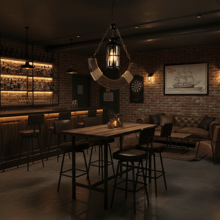 Nautical Industrial Style Wooden Chandelier - Vakkerlight