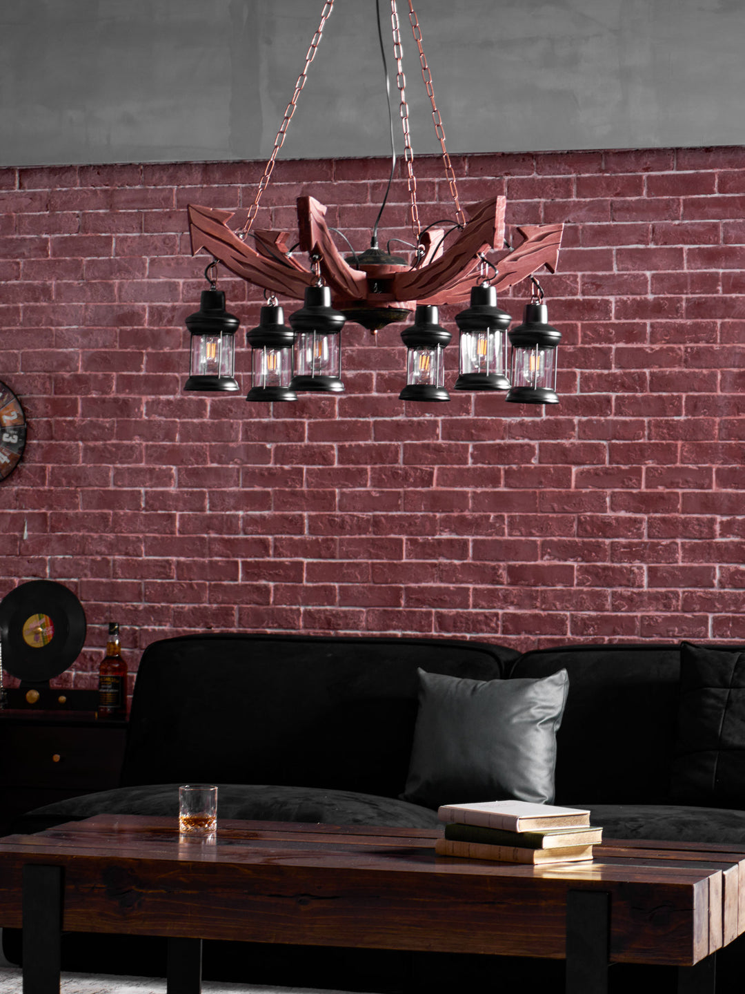 Nautical Industrial Style Wooden Chandelier