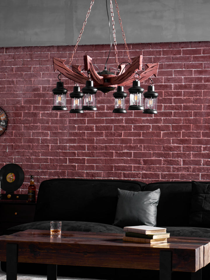 Nautical Industrial Style Wooden Chandelier