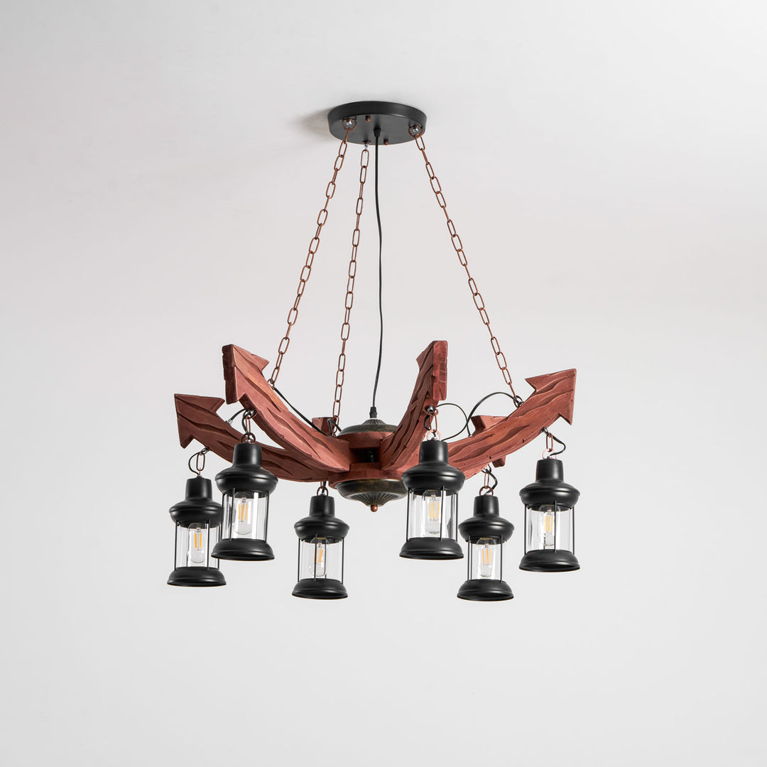Nautical Industrial Style Wooden Chandelier