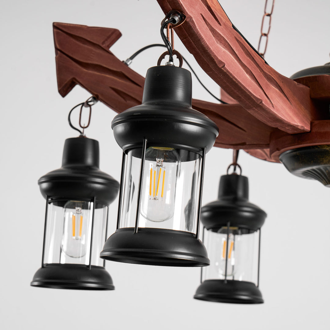 Nautical Industrial Style Wooden Chandelier