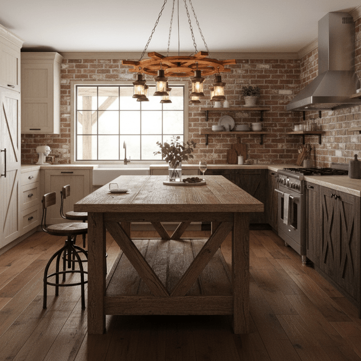 Nautical Industrial Style Wooden Chandelier - Vakkerlight