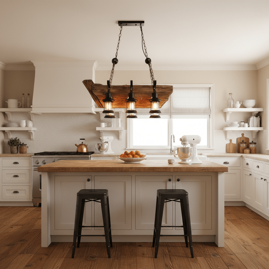 Nautical Industrial Style Wooden Chandelier - Vakkerlight